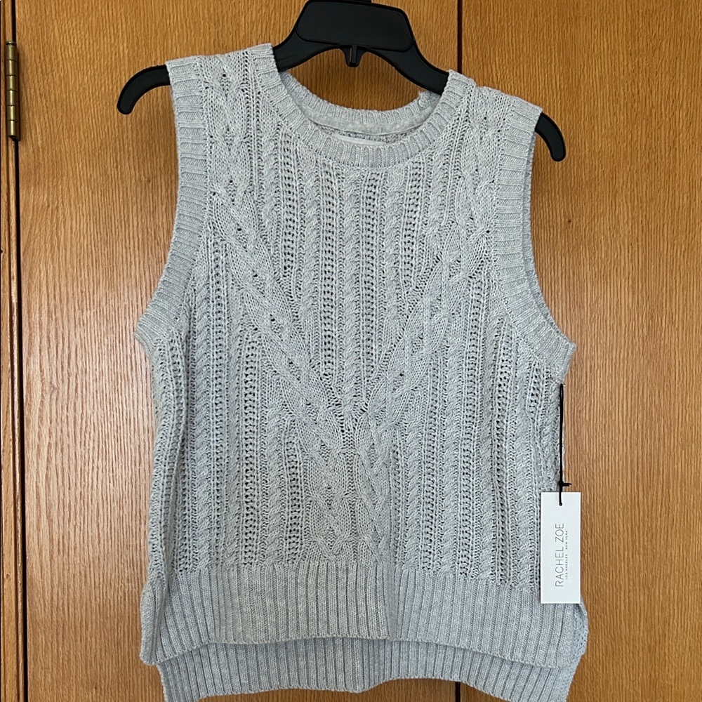 Rachel Zoe light gray knitted vest.  Size M.  NWT.